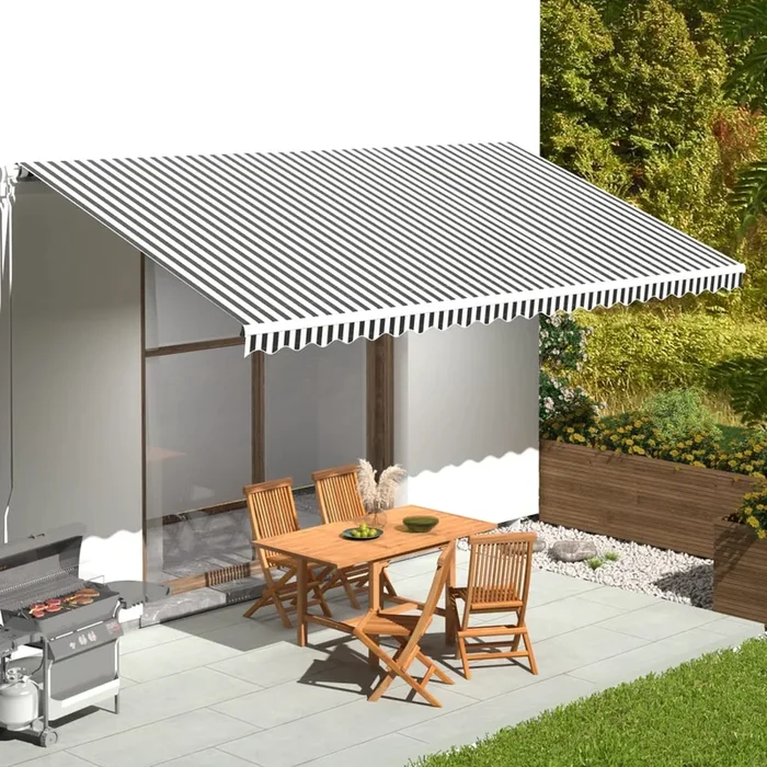 Tessuto di Ricambio per Tenda da Sole Antracite e Bianco 6×3 m 311993