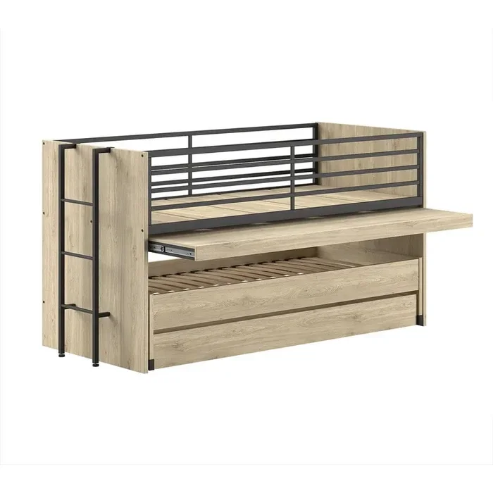 VipackLetto da bambini Sam90x200 cm, a castello/estraibile, con scrivania, con rete inclusa, trattamento della superficie melamina, di colore naturale