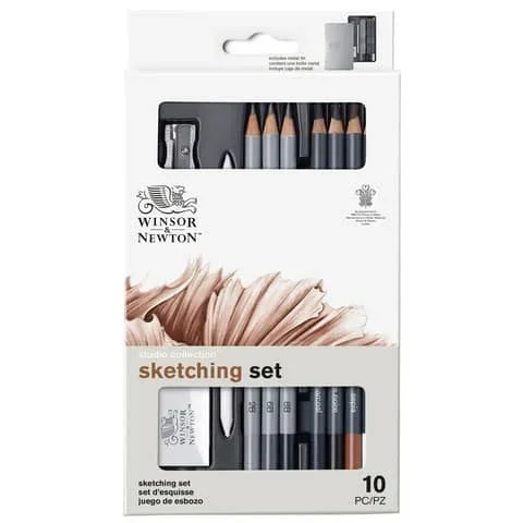 WINSOR&NEWTON – Scatola in metallo 10 matite da schizzo assortite nero – 0490010